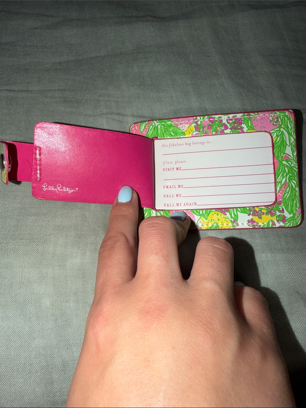 NWOT Lilly Pulitzer Pink, Yellow, and Green Luggage Tag